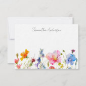 Floral Wildflower gepersonaliseerde platte noot Ka Notitiekaartje (Voorkant)