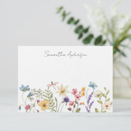Floral Wildflower gepersonaliseerde platte noot Ka Notitiekaartje