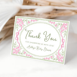 Floral Wildflower Girl Baby Shower Thank You Card Bedankkaart
