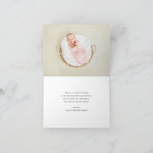 Floral Wildflower Girl Baptism Bedankkaart (Binnen)