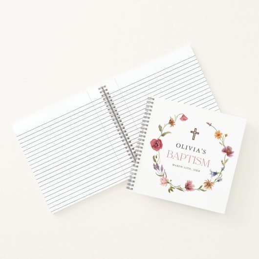 Floral Wildflower Girl Baptism Celebration Notitieboek (Binnen)