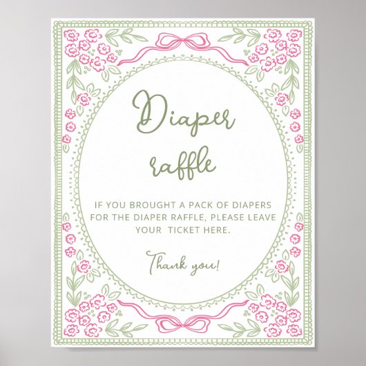 Floral Wildflower Girl Diaper Raffle Poster (Voorkant)