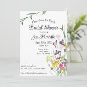 Floral Wildflower Iris Bridal Shower Uitnodiging (Staand voorkant)