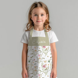 Floral Wildflower Kinder Girly gepersonaliseerd Schort