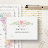 Floral Wildflower Luier Raffle Baby shower Informatiekaartje