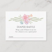 Floral Wildflower Luier Raffle Baby shower Informatiekaartje (Voorkant)