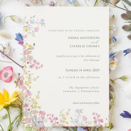 Floral Wildflower Meadow Spring Summer Wedding Kaart