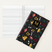 Floral Wildflower Modern Monogram Gepersonaliseerd Notitieboek (Binnen)