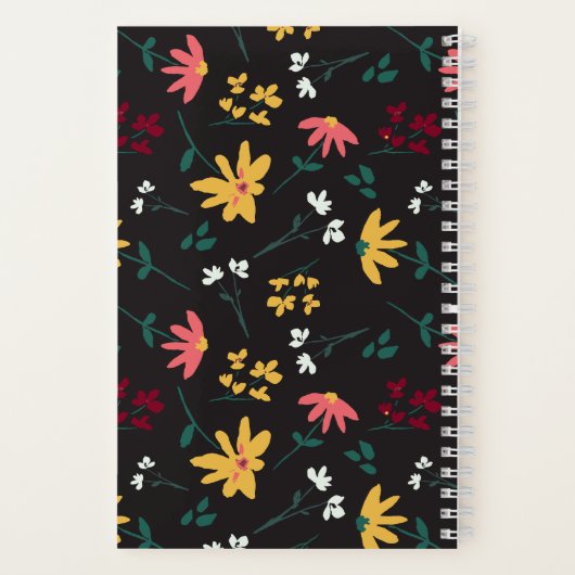 Floral Wildflower Modern Monogram Gepersonaliseerd Notitieboek (Achterkant)