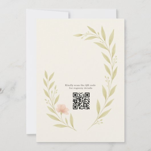 Floral Wildflower QR Code Bridal Shower Kaart (Achterkant)