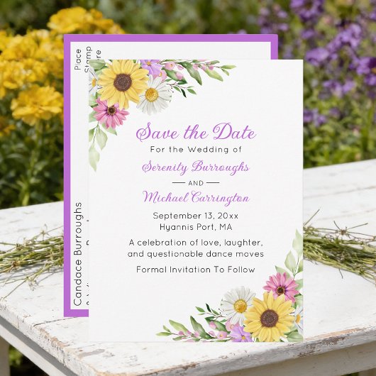 Floral Wildflower Save the Date Wedding Briefkaart