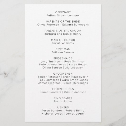 Floral Wildflower Sunflower Daisy Wedding Program (Achterkant)