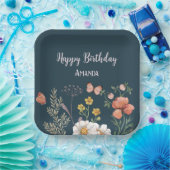 Floral Wildflower Verjaardag Papieren Bordje (Feest)