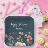 Floral Wildflower Verjaardag Papieren Bordje (Feest)