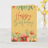 Floral Wildflower Waterverf Birthday Kaart (Gele Bloem)