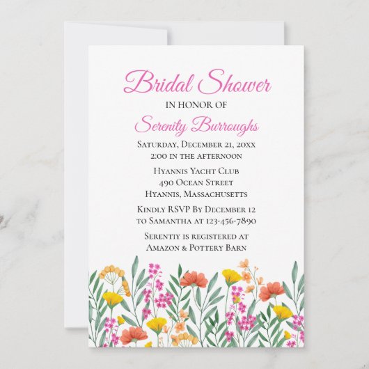 Floral Wildflower Waterverf Vrijgezellenfeest Kaart (Voorkant)