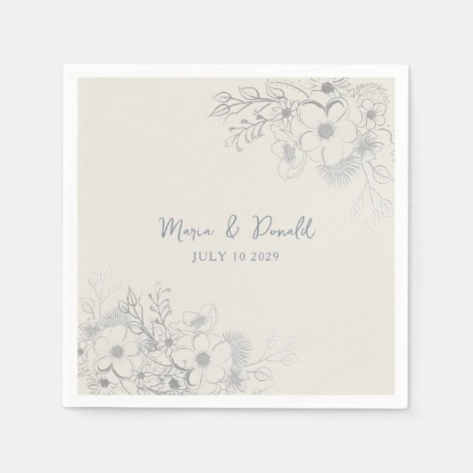  Floral Wildflower Wedding Napkins Servet (Voorkant)