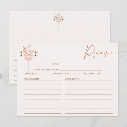 Floral Wildflowers Glas Vrijgezellenfeest Recept K Kaart (Voorkant / Achterkant)