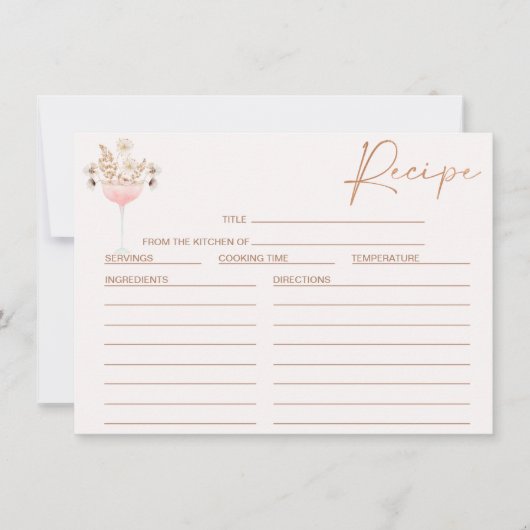 Floral Wildflowers Glas Vrijgezellenfeest Recept K Kaart (Voorkant)