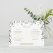 Floral Wildflowers Gold Wedding Details Kaart (Staand voorkant)