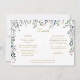Floral Wildflowers Gold Wedding Details Kaart