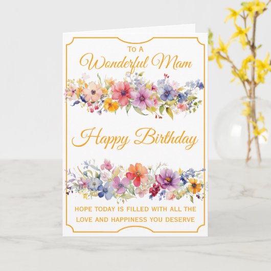 Floral Wildflowers Moeder Verjaardag Kaart (Gele Bloem)