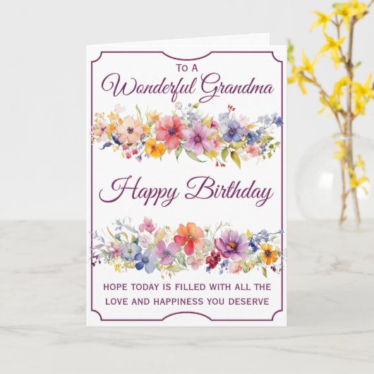 Floral Wildflowers Oma Verjaardag Kaart (Gele Bloem)