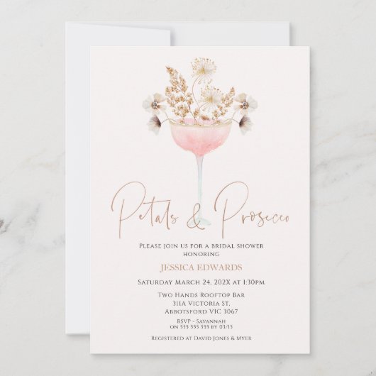 Floral Wildflowers Petals Prosecco Vrijgezellenfee Kaart (Voorkant)