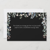 Floral Wildflowers Script zwart en wit Bedankkaart (Achterkant)