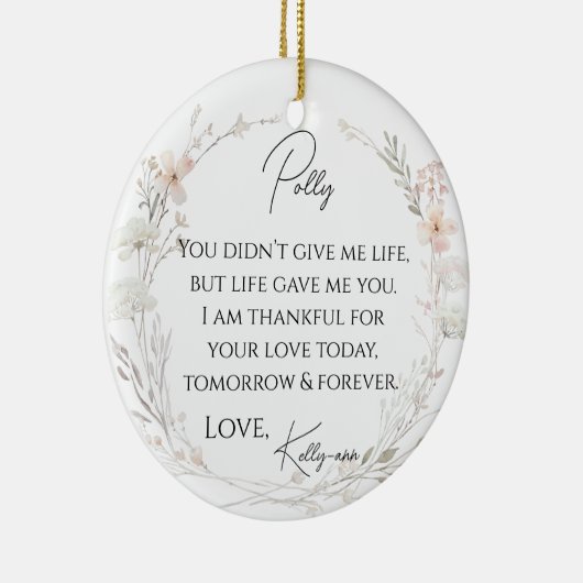 Floral Wildflowers Stiefmoeder van de bruid Gift Keramisch Ornament (Rechts)