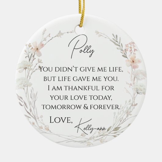 Floral Wildflowers Stiefmoeder van de bruid Gift Keramisch Ornament (Voorkant)