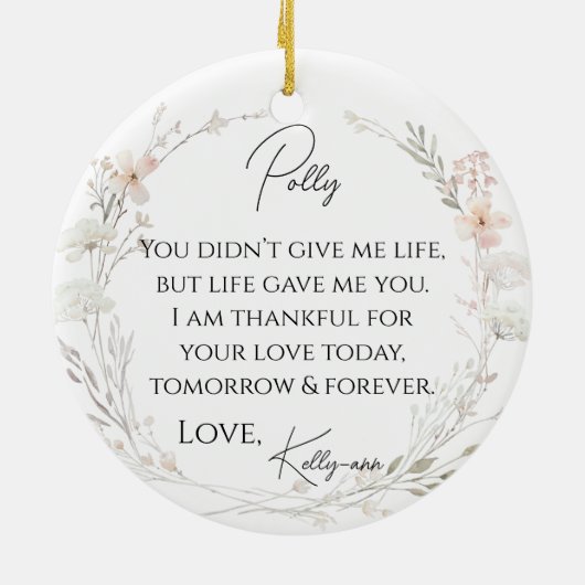 Floral Wildflowers Stiefmoeder van de bruid Gift Keramisch Ornament (Achterkant)