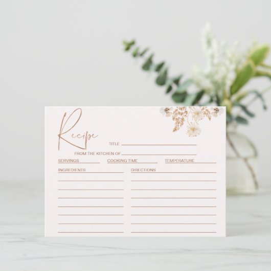 Floral Wildflowers Vrijgezellenfeest Recept Kaart (Staand voorkant)