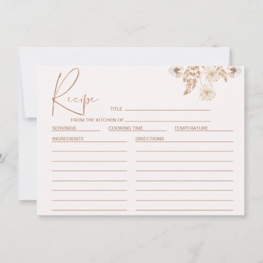 Floral Wildflowers Vrijgezellenfeest Recept Kaart (Voorkant)