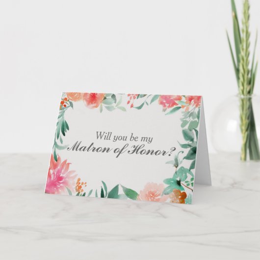 Floral Will You Be My Matron of Honor Kaart (Voorkant)