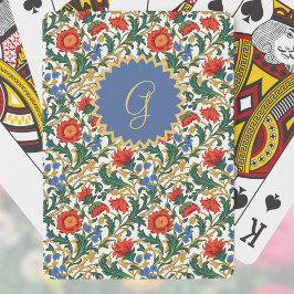 Floral Willam Morris Style Blauw Rood Goud Vintage Pokerkaarten