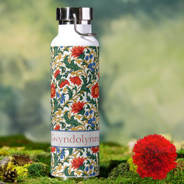 Floral Willam Morris Style Blue Red Gold Vintage Waterfles