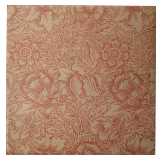 Floral  William Morris Pink en Poppy Tegeltje (Voorkant)
