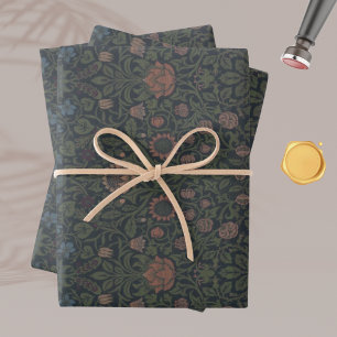 Floral William Morris Violet Columbine Wra Inpakpapier Vel