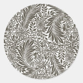 Floral William Morris Willow Bough Black Ronde Sticker (Voorkant)