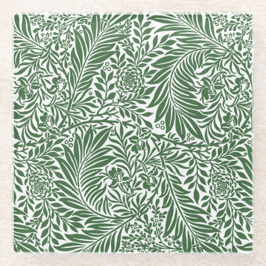  Floral William Morris Willow Bough Green Glazen Onderzetter (Voorkant)