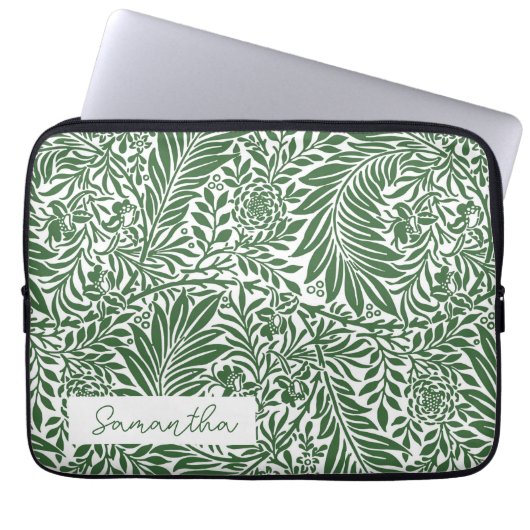  Floral William Morris Willow Bough Green Laptop Sleeve (Voorkant)