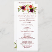 Floral Wine Blush Huwelijksprogramma Programmakaart (Voorkant / Achterkant)