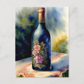 Floral Wine Bottle still Digital Art Briefkaart (Voorkant)