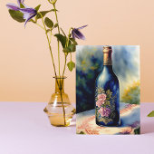 Floral Wine Bottle still Digital Art Kaart