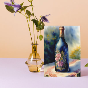 Floral Wine Bottle still Digital Art Kaart
