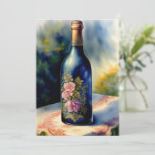 Floral Wine Bottle still Digital Art Kaart (Staand voorkant)