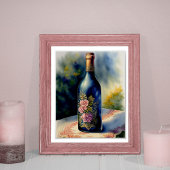 Floral Wine Bottle still Digital Art Poster