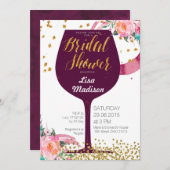 Floral Wine Bridal Shower Kaart (Voorkant / Achterkant)