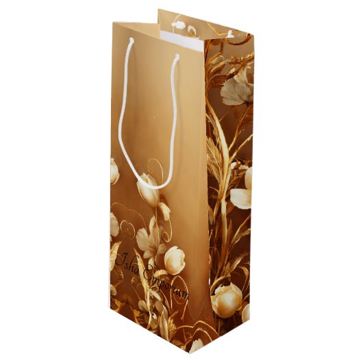 Floral Wine Gift Bag Wijn Cadeautas (Voorkant Gekanteld)